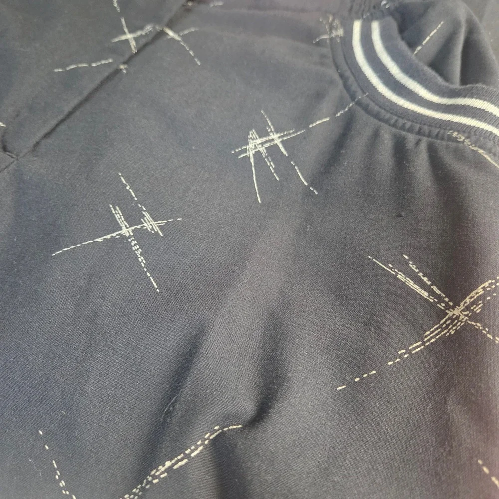 Vtg 90s Le Coq Sportif Joggers M Black Geometric Star Print Blokecore Track Pant